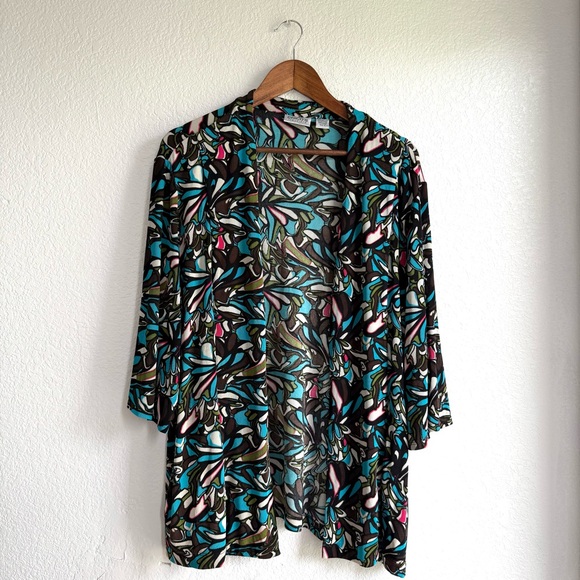 Chico's Sweaters - Chico’s Travelers Womens Cardigan Multicolor Floral Half Sleeve Size 3 XL 16